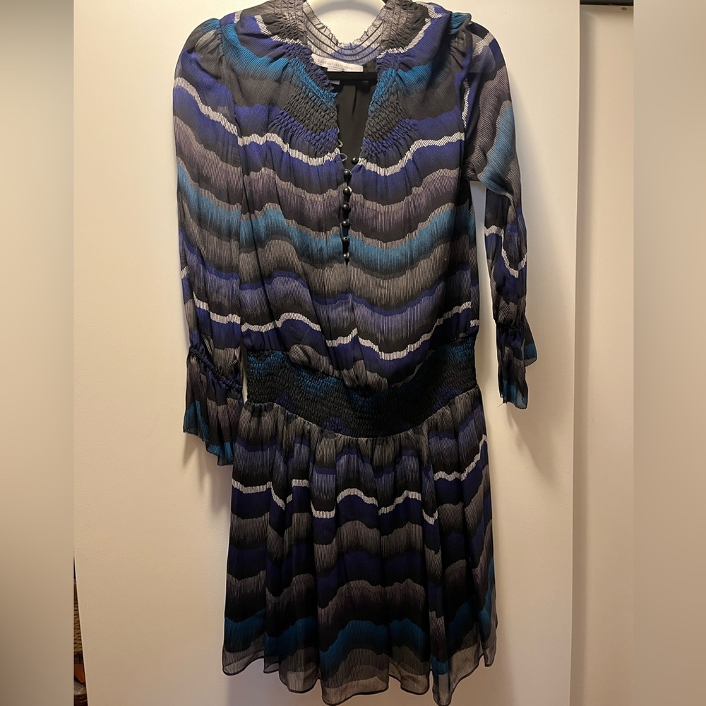Diane Von Furstenberg Kelley Smocked Chiffon Dress